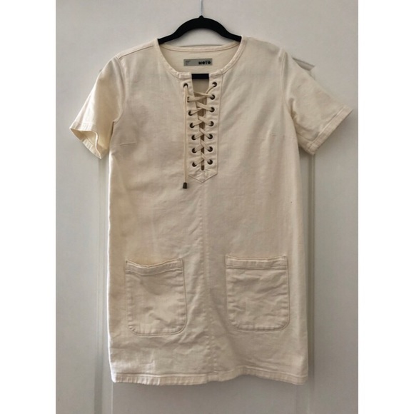 TOPSHOP Moto Denim Lace Up Denim T-shirt Dress - Picture 2 of 3